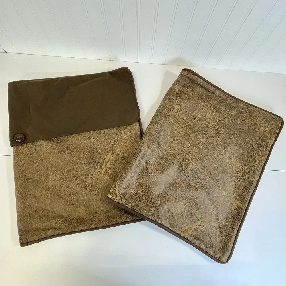 2 HiEnd‎ Accents Lodge King Pillow Shams Rustic Cabin Faux Leather Suede. Button